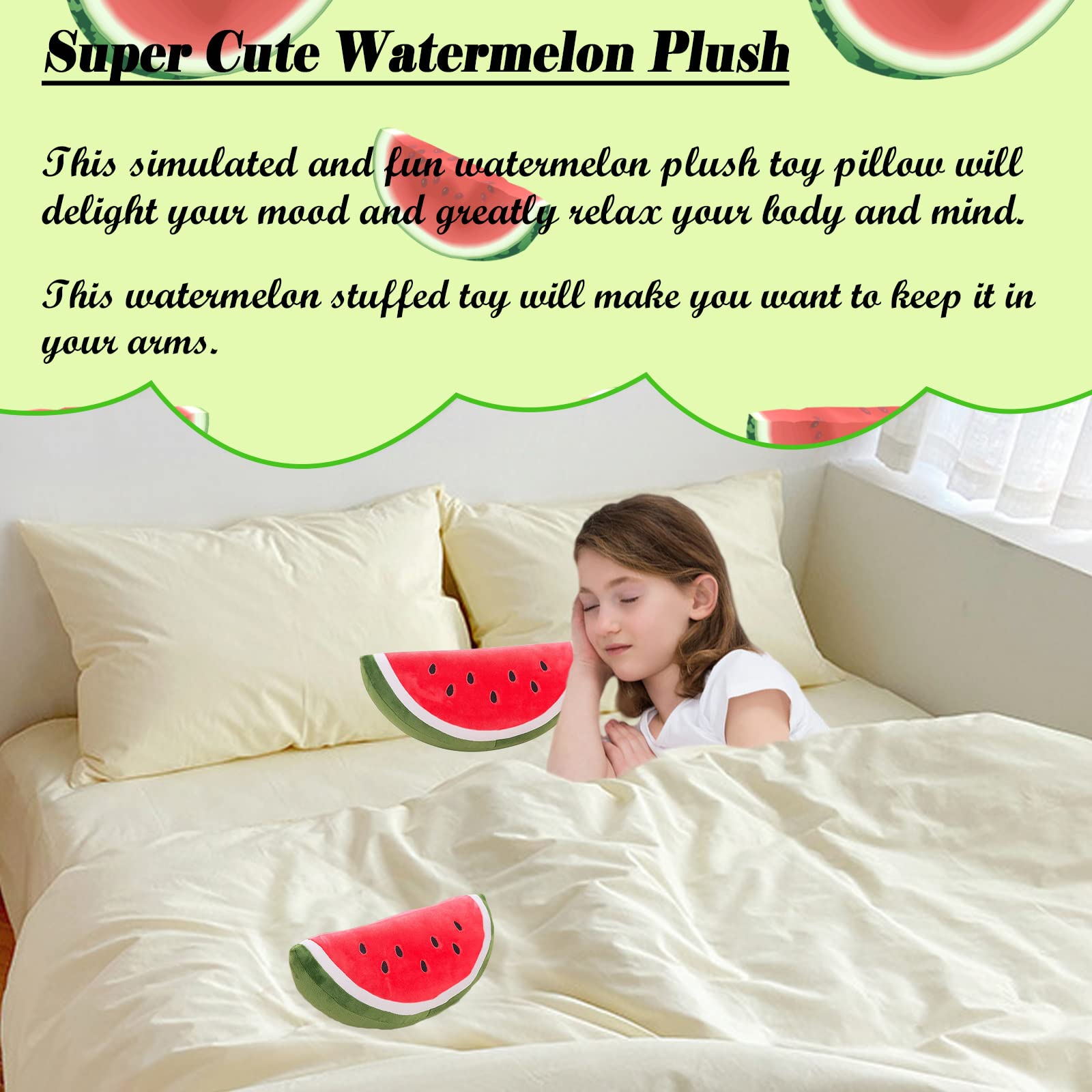 zhidiloveyou Watermelon Plush Pillow Cute Stuffed Fruit Toy Hug Pillow Gifts for Kids, 11.8"