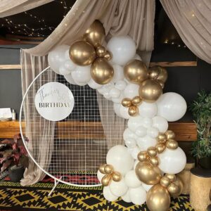 KBZVNAF White Gold Balloons Garland Kit - 100Pcs White Metallic Gold and Gold Confetti Latex Balloons Arch for Wedding Baby Shower Engagement Birthday Party Decorations