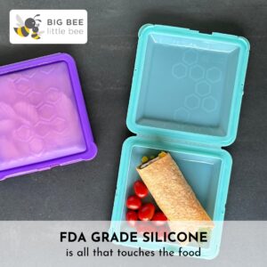 Big Bee, Little Bee - SoftShell Reusable Silicone Food Storage Container with Lid, Easy to Clean, Lays Flat, Snaps Closed, Microwave, Freezer & Dishwasher Safe, As Seen on Shark Tank (Lime)