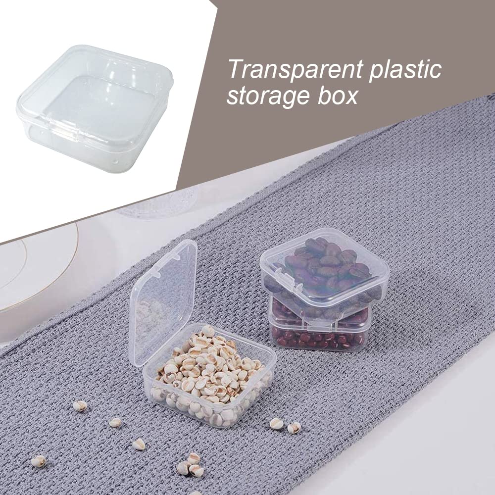 OHAOLYLE 12 Pack Mini Beads Plastic Storage Container Box Case with Flip-Up Lid Small Clear Square Box for Collecting Small Items Jewelry Crafts Game Pieces(2.2 * 2.2 * 0.8in)