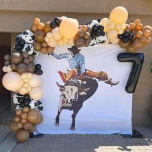 EROOCAI Cowboy Balloons Garland Arch Kit-150pcs Brown Apricot Cocoa Cow Pattern Balloons for Western Cowboy Cowgirl Farm Animal Themed Baby Shower Bachelor Birthday Party Decorations Supplies