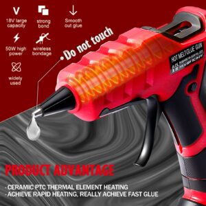 2 AH Battery Cordless Hot Glue Gun, Suitable for Milwaukee M18 18V Li-ion Battery,for Arts & Crafts & DIY & Repairs, 30s Quick Preheat Hot Melt Glue Gun with 30 Pcs Glue Sticks(7 * 150mm)