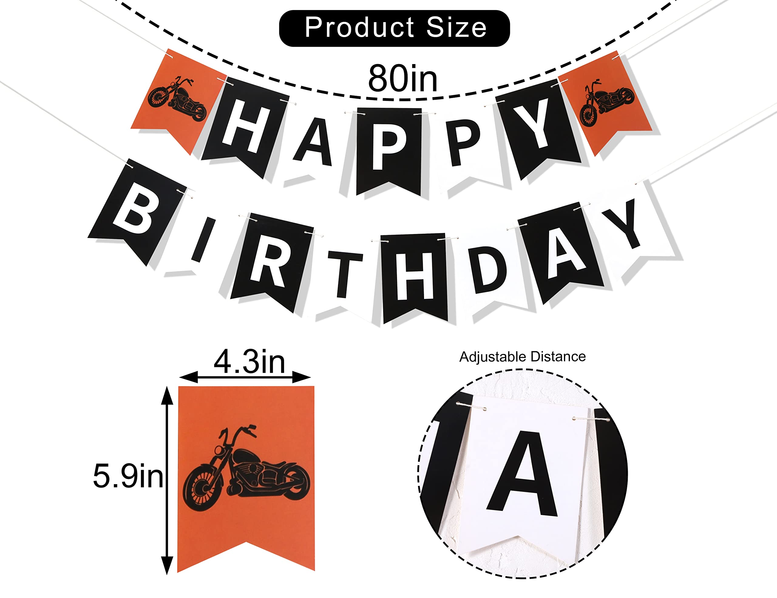 Motorcycle Birthday Banner - Harley Inspired Birthday Banner, Harley Party Decor, Motorcycle Party Decor