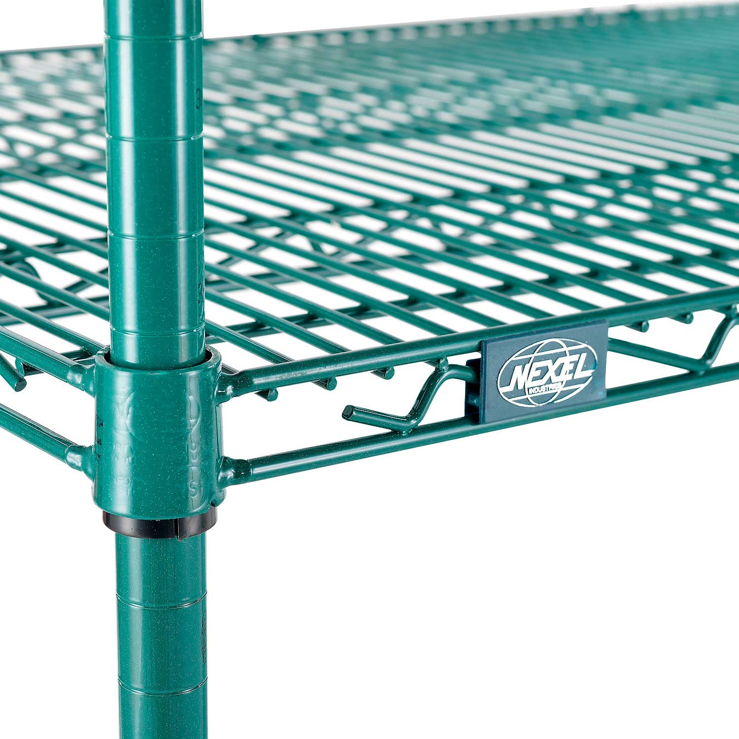 Nexel 2 Tier Wire Shelving Starter Unit, Poly-Green, 72"W x 24"D x 34"H