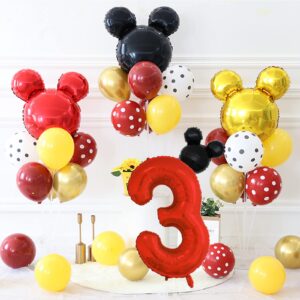 40 inch Red Number 2 Balloon & Mini Mouse Head Balloon, 2nd Birthday Party Decoration Balloons, Cartoon Mouse Birthday Party Supplies Baby Shower Decoration, Red Black Theme Party Decorations Supplies