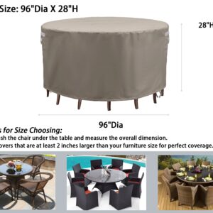 Garden Balsam Patio Furniture Cover Beige 96" D X 28" H Round Waterproof Outdoor Table Chair Set Covers Outdoor Sectional Cover Outdoor Furniture Set Cover