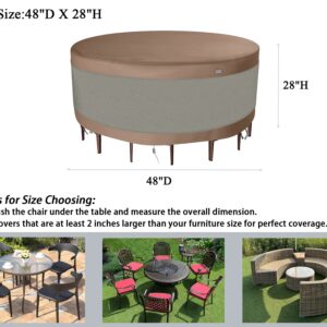 Garden Balsam Patio Furniture Cover Beige 48" D X 28" H Round Waterproof Outdoor Table Chair Set Covers Outdoor Sectional Cover Outdoor Furniture Set Cover