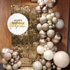 Boho Balloon Garland, 115PCS Beige Balloons Neutral Balloon Arch Kit with Champagne Balloon White Sand Double Stuffed Balloons for Birthday Party Wedding Bridal Shower Decorations (Beige)