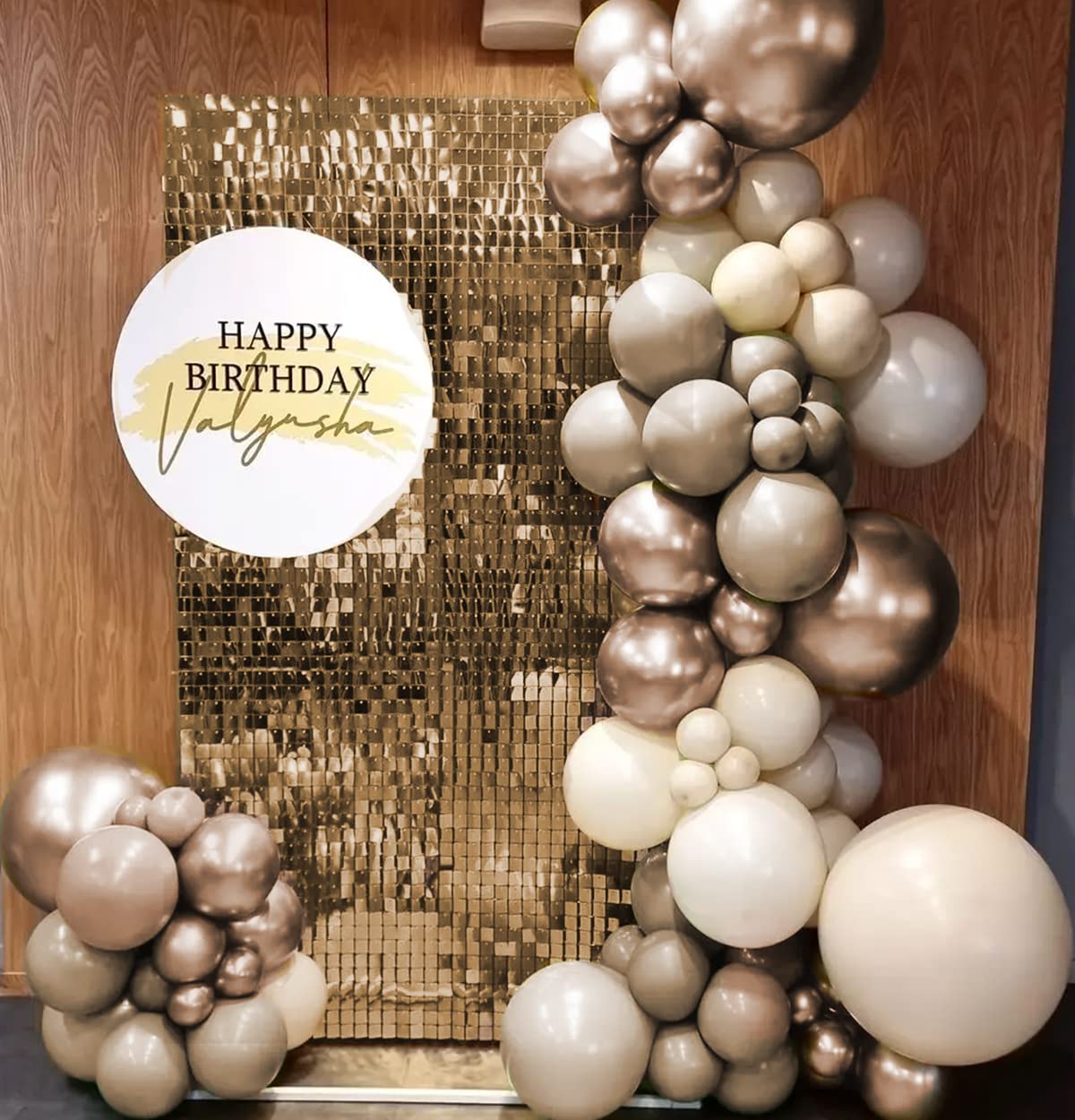 Boho Balloon Garland, 115PCS Beige Balloons Neutral Balloon Arch Kit with Champagne Balloon White Sand Double Stuffed Balloons for Birthday Party Wedding Bridal Shower Decorations (Beige)