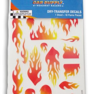 Fire Dry Transfer Car Decals - Blazing Flames for Derby Racer 1 Sheet - 16 Flame Pieces