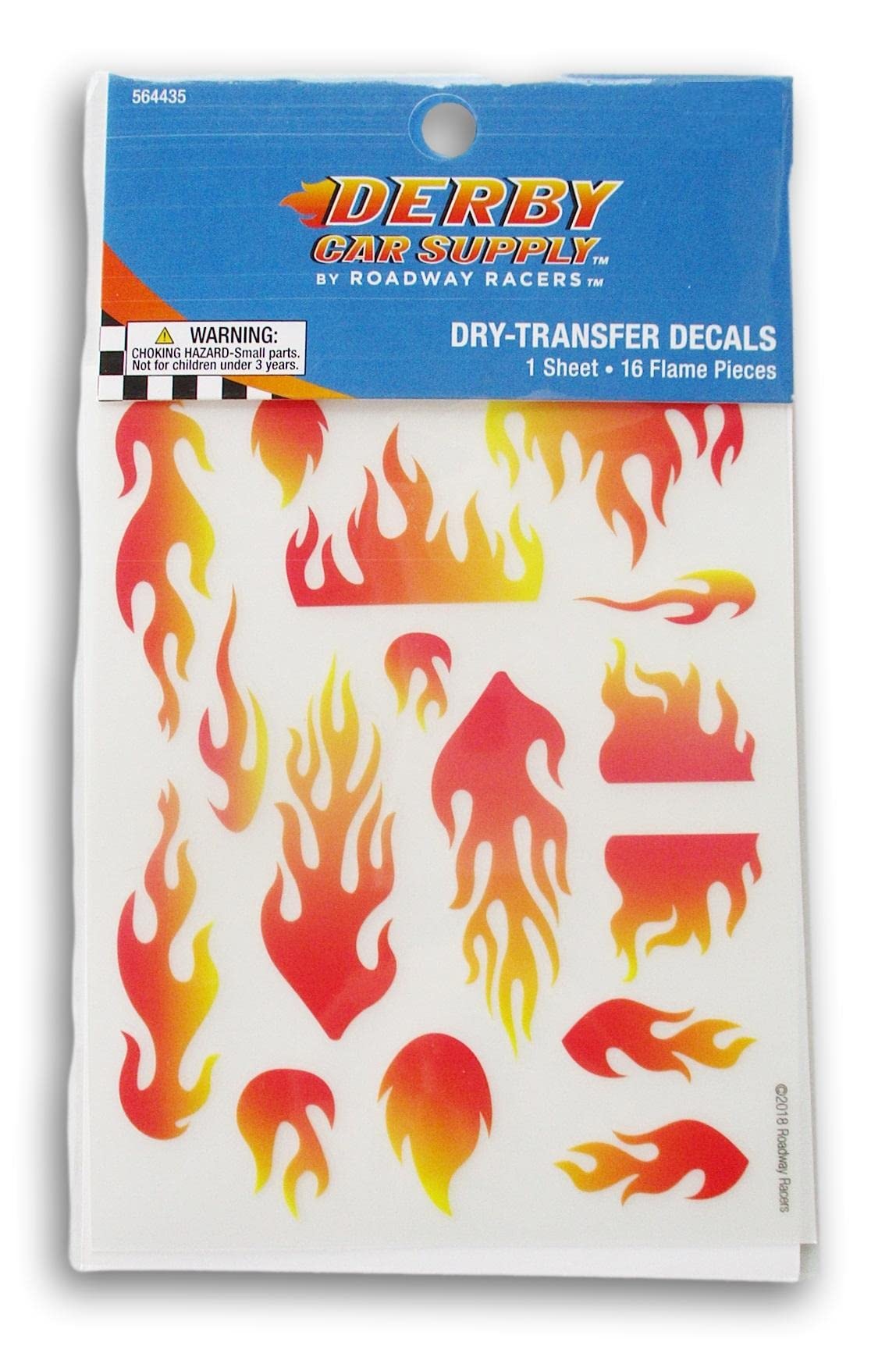 Fire Dry Transfer Car Decals - Blazing Flames for Derby Racer 1 Sheet - 16 Flame Pieces