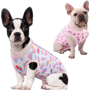 SAWMONG 2 Pack Dog Surgery Recovery Suit, Leopard Recovery Suit for Dogs after Surgery, Dog Spay Surgical Suit for Female Dogs, Dog Onesie Body Suit for Surgery Male Substitute Dog Cone Alternative