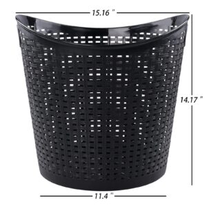 Sosody 40L Plastic Tall Flex Laundry Basket, Black Laundry Hamper with Handles, 6 Packs