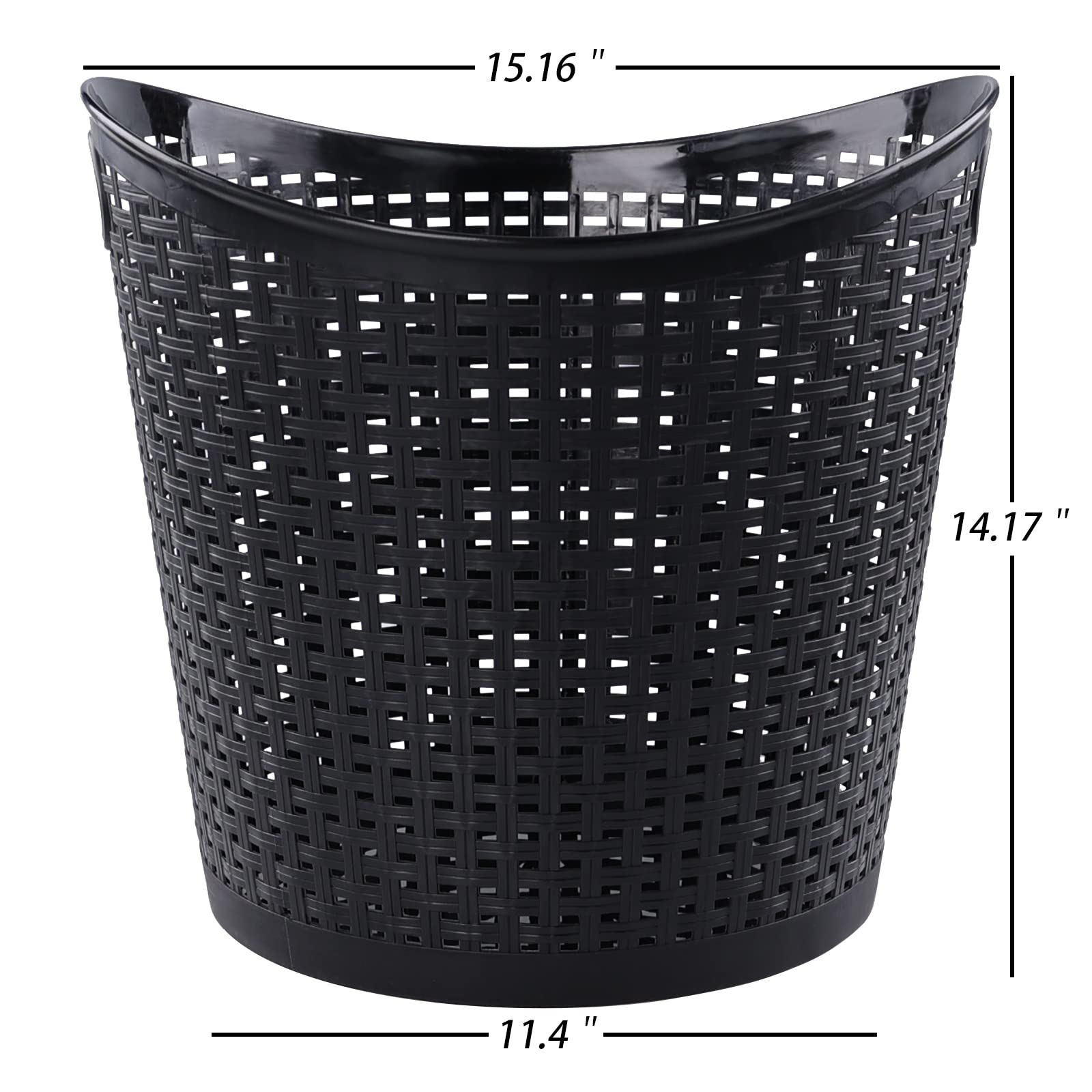 Sosody 40L Plastic Tall Flex Laundry Basket, Black Laundry Hamper with Handles, 6 Packs