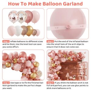 Amandir 134pcs Rose Gold Balloons Baby Shower Decorations for Girl Baby Boxes, Butterfly Stickers Balloon Garland Arch Kit Baby Box with Letter (A-Z+Baby) for Women Birthday Bridal Party Decoration