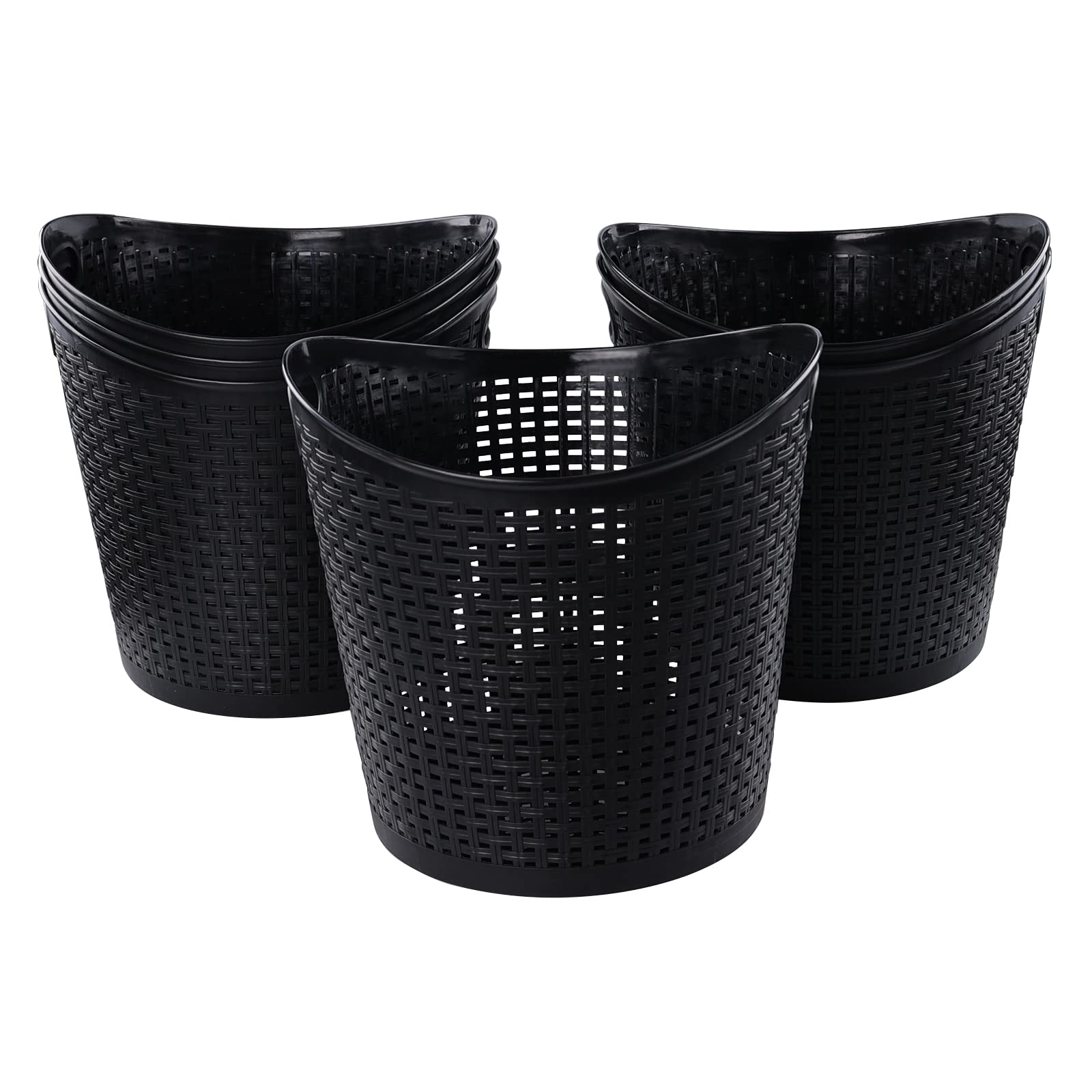 Sosody 40L Plastic Tall Flex Laundry Basket, Black Laundry Hamper with Handles, 6 Packs