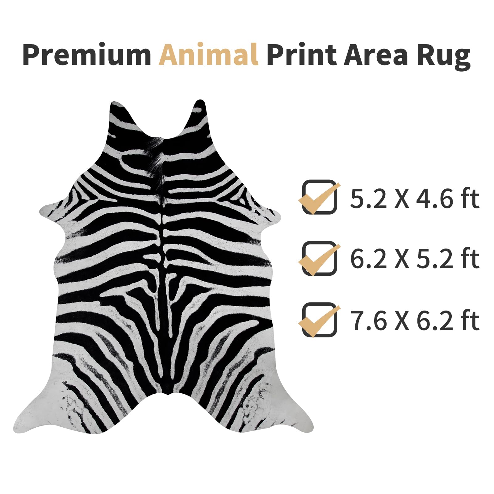 Guyi Rare Large Zebra Rug 7.6X 6.2 ft Faux Cowhide Rug Large Aesthetic Rugs for Bedroom Living Room Dining Room Animal Rug Cowhide Rug (White Zebra Rug, XXL(7.6x6.2 ft))