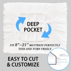 CYMULA Full Size Mattress Topper - Extra Thick Cooling Mattress Pad Cover for Back Pain - Soft Mattress Protector Firm Bed Topper Pillow Top with 8-21 Inch Deep Pocket 3D Snow Down Alternative Fill