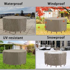 Garden Balsam Patio Furniture Cover Beige 96" D X 28" H Round Waterproof Outdoor Table Chair Set Covers Outdoor Sectional Cover Outdoor Furniture Set Cover