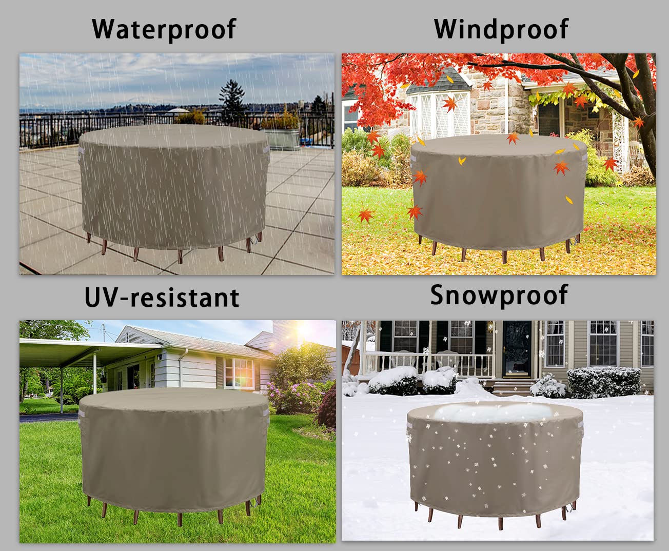 Garden Balsam Patio Furniture Cover Beige 96" D X 28" H Round Waterproof Outdoor Table Chair Set Covers Outdoor Sectional Cover Outdoor Furniture Set Cover