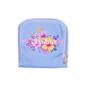 miamica foldable travel laundry bag, 21” x 22”, purple floral – lightweight, durable design with drawstring closure