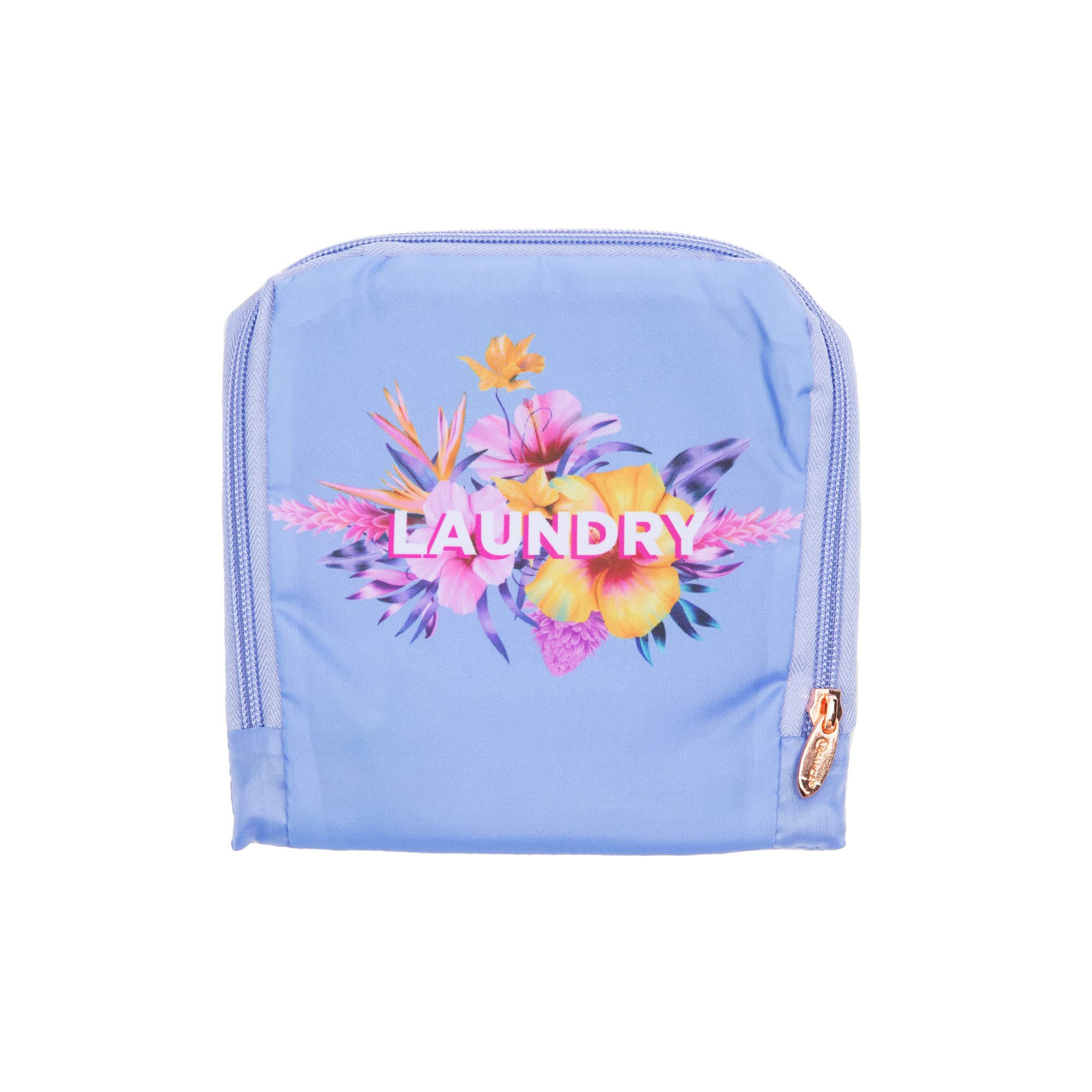 Miamica Foldable Travel Laundry Bag, 21” x 22”, Purple Floral – Lightweight, Durable Design with Drawstring Closure