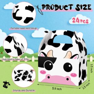 24 Pack Cow Party Treat Boxes Cow Party Goodie Candy Treat Boxes Reusable Birthday Party Favor Boxes for Farm Animals Theme Party Supplies Decoration