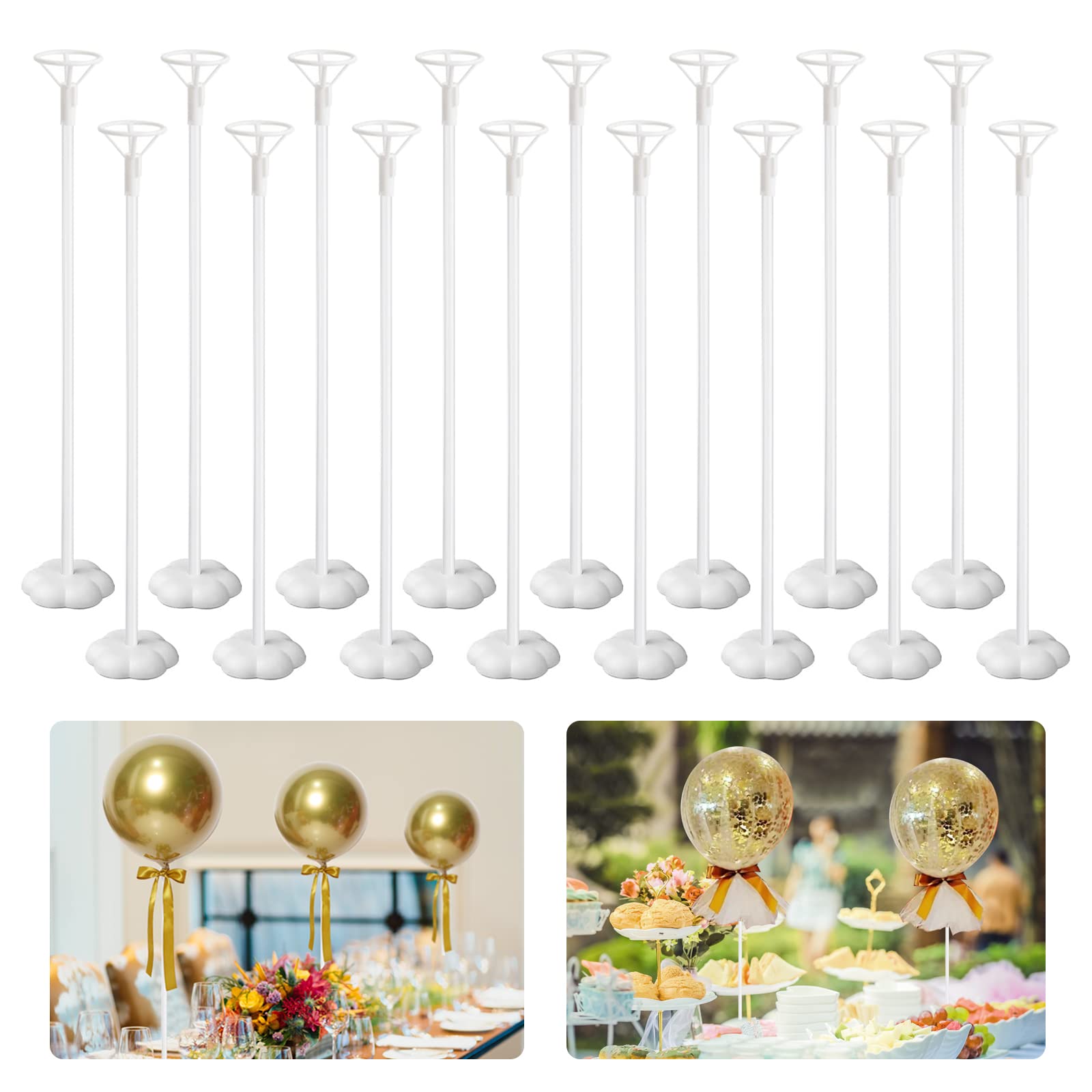 ROYUYE Balloon Stick Holder 16 Pack Balloon Stand with Base Balloon Column for Table Decorations for Wedding Birthday Baby Shower Any Party Balloon Accessories