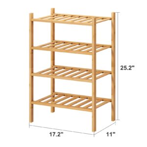 viewcare Small Shoe Rack, 4-Tier Shoe Rack for Entryway, Bamboo Wood Shoe Rack for Closet & Hallway, Long 17 in | Beautiful | Functional | Sturdy | Durable