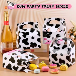 24 Pack Cow Party Treat Boxes Cow Party Goodie Candy Treat Boxes Reusable Birthday Party Favor Boxes for Farm Animals Theme Party Supplies Decoration