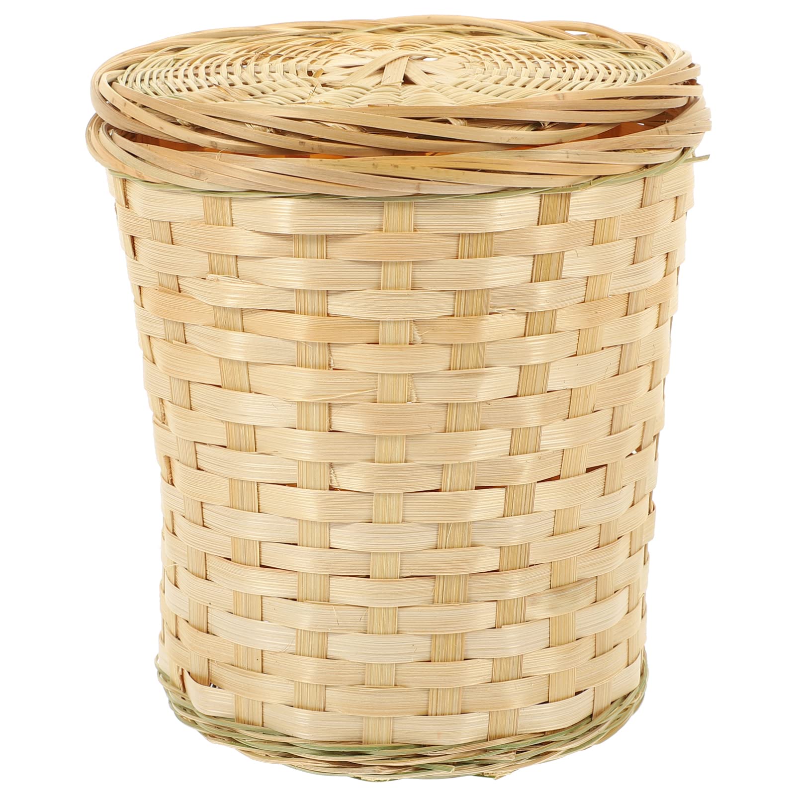 CALLARON Wicker Trash Can with Lid Rattan Trash Can Wastebasket Garbage Container Bin Egg Basket Plant Pots for Bedroom Living Room Bathroom Basket for Dry and Organic Waste