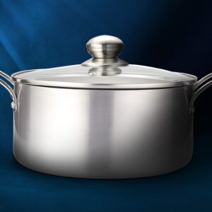 Eternal Living Nonstick Stock Pot Stainless Steel and Ceramic Infused Cooking Pot with Lid, Blue 4.5 qt