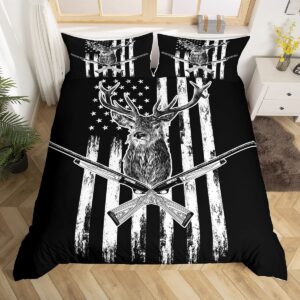 erosebridal deer bedding set american flag duvet cover queen size hunting theme comforter cover western rustic farmhouse decor bedspread cover wild animal elk print bedding usa flag bedding 3 pcs