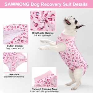 SAWMONG 2 Pack Dog Surgery Recovery Suit, Leopard Recovery Suit for Dogs after Surgery, Dog Spay Surgical Suit for Female Dogs, Dog Onesie Body Suit for Surgery Male Substitute Dog Cone Alternative