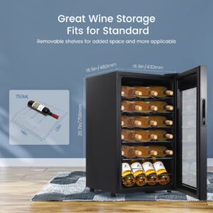 Aprafie Wine Cooler Refrigerator 24 Bottles Compressor Freestanding Beverage Wine Fride For Red, White, Champagne or Sparkling Wine 40°F to 65°F Digital Temperature Control Full Glass Door