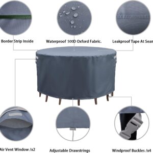 Garden Balsam Patio Furniture Cover Grey 108" D X 28" H Round Waterproof Outdoor Table Chair Set Covers Outdoor Sectional Cover Outdoor Furniture Set Cover