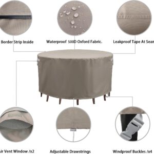 Garden Balsam Patio Furniture Cover Beige 96" D X 28" H Round Waterproof Outdoor Table Chair Set Covers Outdoor Sectional Cover Outdoor Furniture Set Cover