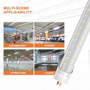 ONLYLUX 8ft LED Bulbs, 8 Foot LED Shop Light Bulb 72W 6000K 10000lm, Super Bright,T8 T10 T12 V Shape FA8 Lights, Clear Cover, F96T12 Bulbs to Replace Fluorescent Light Bulbs(Pack of 12)