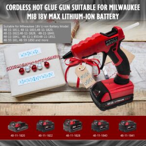 2 AH Battery Cordless Hot Glue Gun, Suitable for Milwaukee M18 18V Li-ion Battery,for Arts & Crafts & DIY & Repairs, 30s Quick Preheat Hot Melt Glue Gun with 30 Pcs Glue Sticks(7 * 150mm)