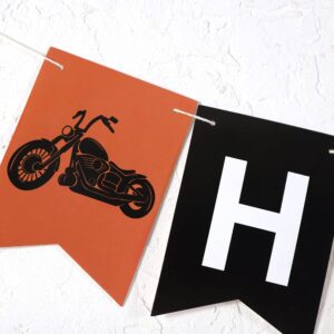 Motorcycle Birthday Banner - Harley Inspired Birthday Banner, Harley Party Decor, Motorcycle Party Decor