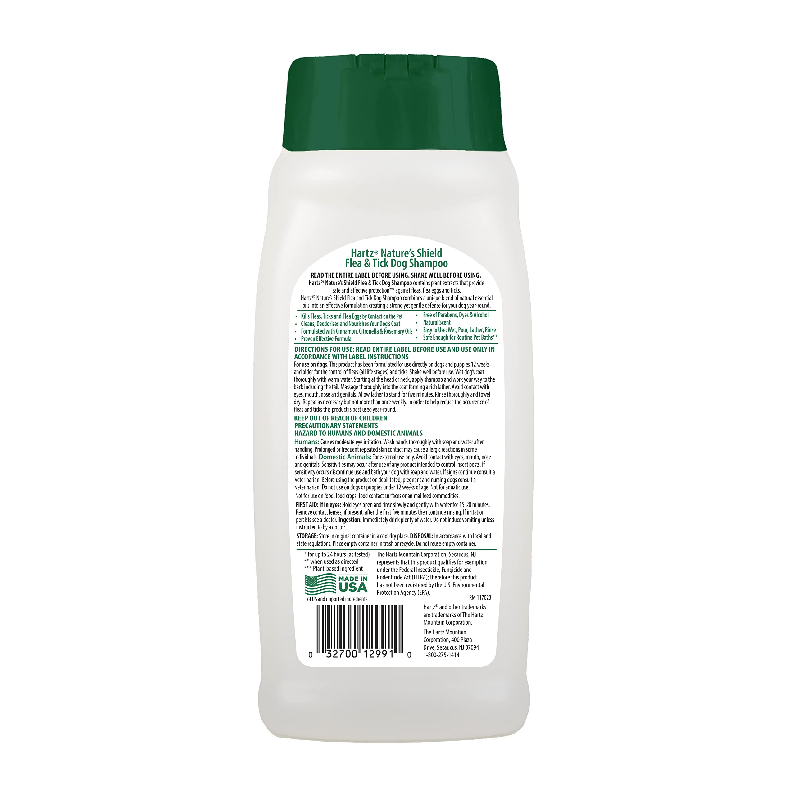 Hartz Nature’s Shield Flea & Tick Dog Shampoo Maximized Botanical Protection & Prevention with Cinnamon, Citronella & Rosemary Oils, 14 Ounces