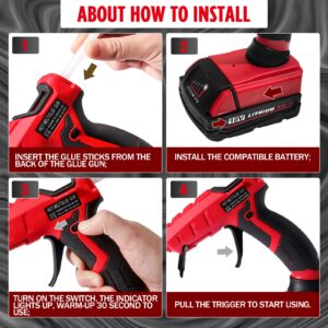 2 AH Battery Cordless Hot Glue Gun, Suitable for Milwaukee M18 18V Li-ion Battery,for Arts & Crafts & DIY & Repairs, 30s Quick Preheat Hot Melt Glue Gun with 30 Pcs Glue Sticks(7 * 150mm)