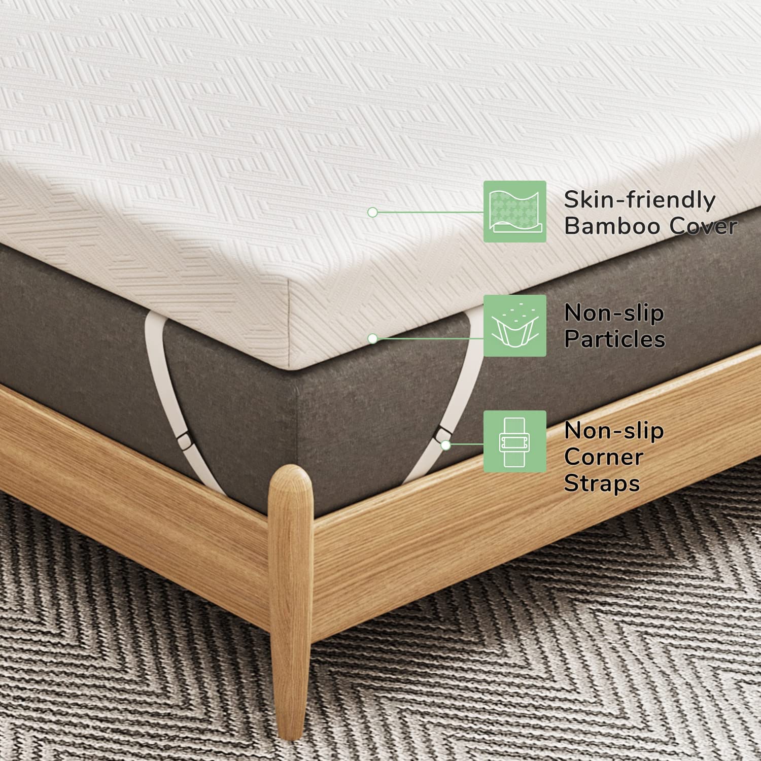 Novilla 3 Inch Queen Size Mattress Topper, Gel Memory Foam Mattress Topper for Cooling Sleep, Supportive & Pressure Relief, Non-Slip Design with Breathable Bamboo Charcoal Cover