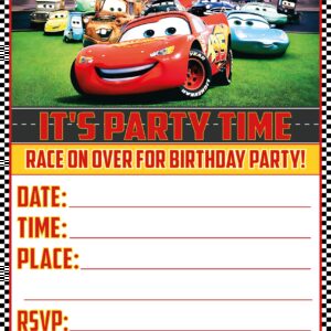 Set of 40 Cars Themed Happy Birthday Invitation Cards - Lightweight (230g), Postcard Style Invites for the Perfect Party Pack