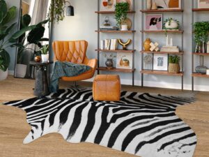 guyi rare large zebra rug 7.6x 6.2 ft faux cowhide rug large aesthetic rugs for bedroom living room dining room animal rug cowhide rug (white zebra rug, xxl(7.6x6.2 ft))