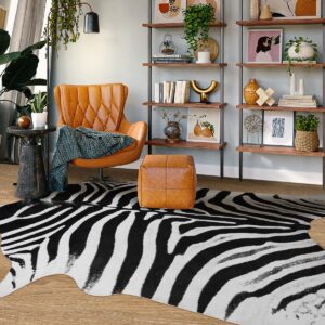 Guyi Rare Large Zebra Rug 7.6X 6.2 ft Faux Cowhide Rug Large Aesthetic Rugs for Bedroom Living Room Dining Room Animal Rug Cowhide Rug (White Zebra Rug, XXL(7.6x6.2 ft))