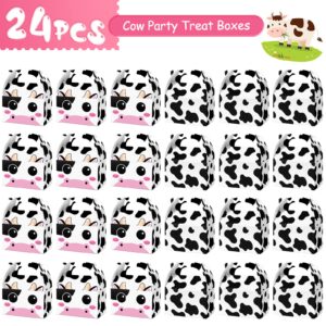 24 Pack Cow Party Treat Boxes Cow Party Goodie Candy Treat Boxes Reusable Birthday Party Favor Boxes for Farm Animals Theme Party Supplies Decoration