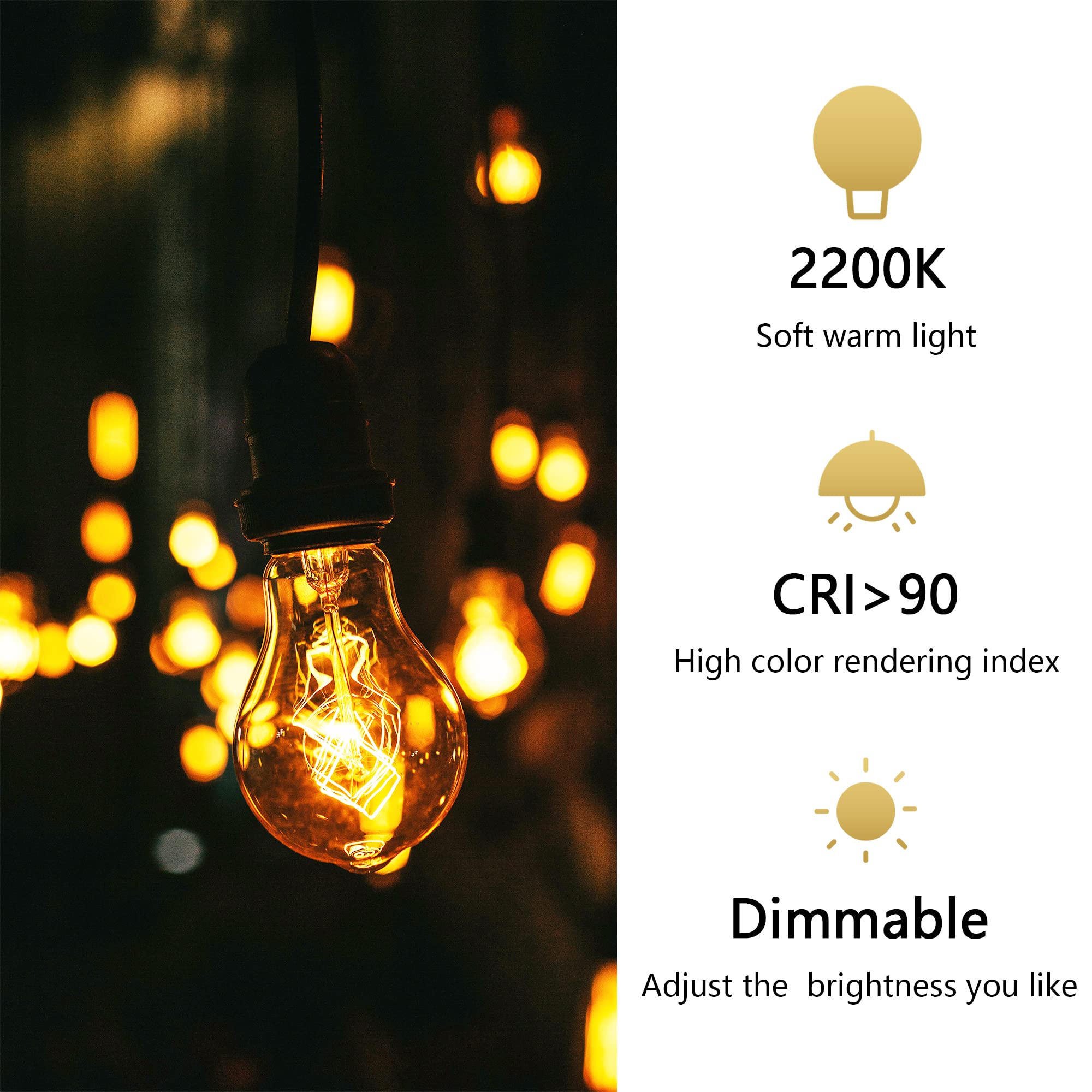 Figame A19 Edison Bulb 40W 6-Pack - Dimmable 120V Amber Glass, Antique Retro Style Old-Fashioned Incandescent Bulb, 2200K Warm Yellow Light, for Home Office Desk Lamp