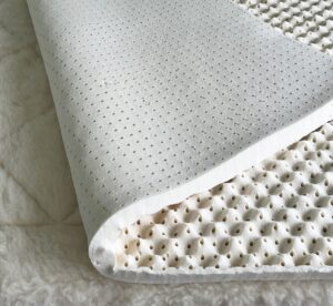 green natural organic egg crate latex mattress topper queen size - soft plush pillow top - gols certified organic convoluted latex foam - pressure point back pain relief sleeps cool breathable bed pad