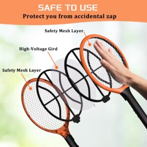 LUOJIBIE Electric Fly Swatter, Bug Zapper Racket Rechargeable Mosquito Zapper Handheld Fly Zapper with Hanging Ring for Home Indoor Outdoor, Large Size-2 Pack